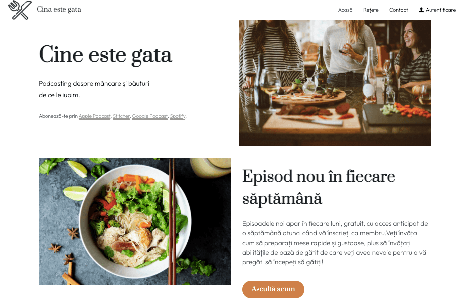 Template-ul Dinner is Done de la Strikingly