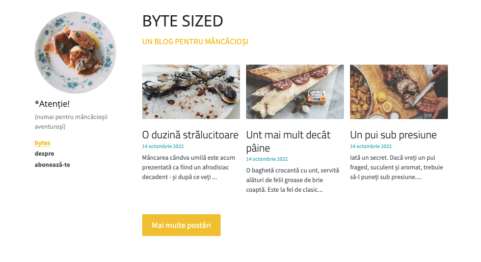 Șablon de conținut de dimensiuni mici de la Strikingly