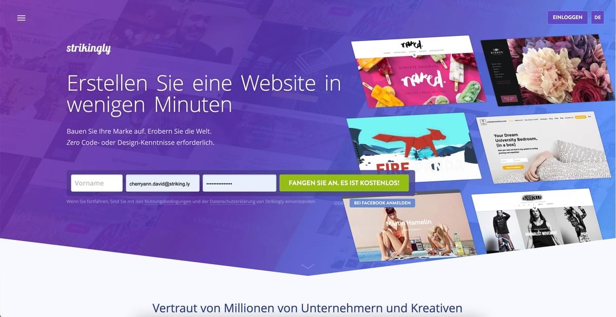 Strikingly Landing Page