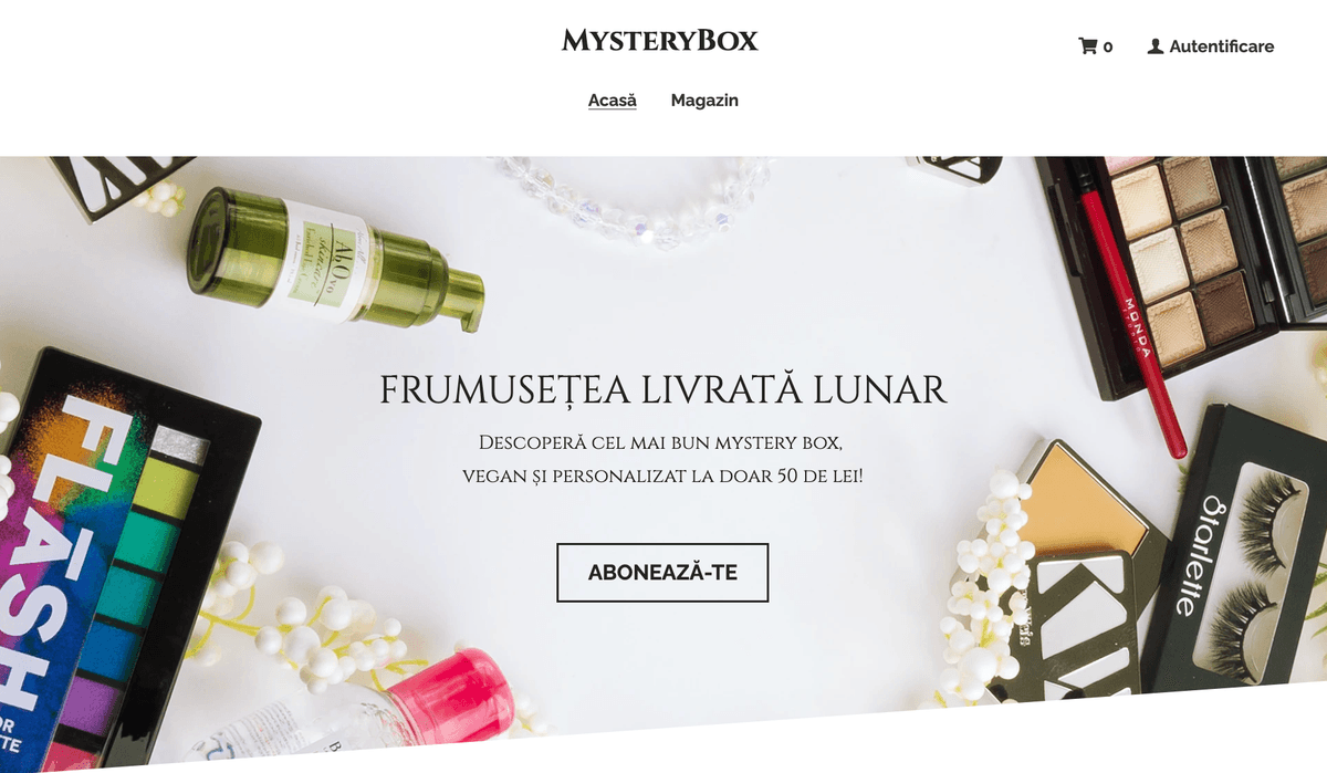 Șablonul Mystery Box de la Strikingly