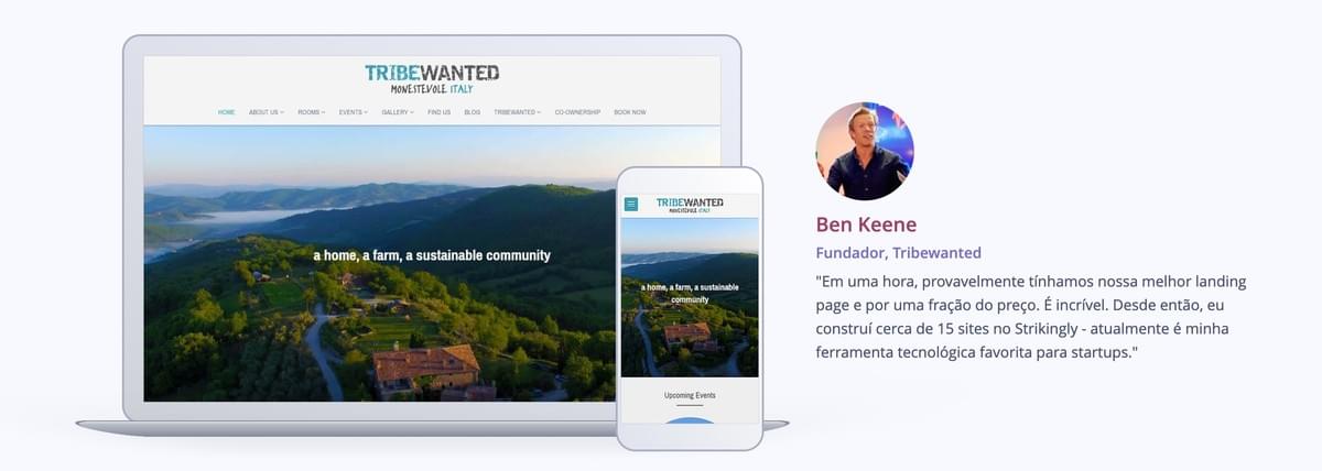 Imagem retirada de Strikingly