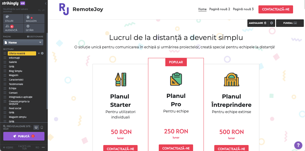 Cum folosești tendințele în designul logo-urilor pe Strikingly - Plasarea logo-urilor