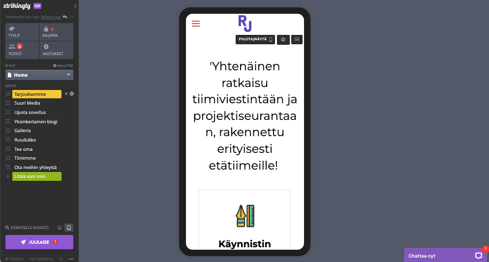 Silmiinpistävän mobiilieditori