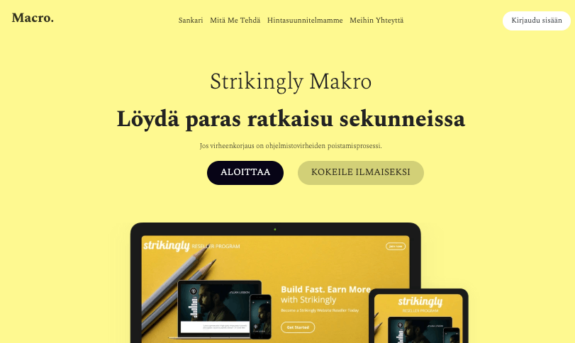 Macro Verkkosivumalli Strikinglyltä