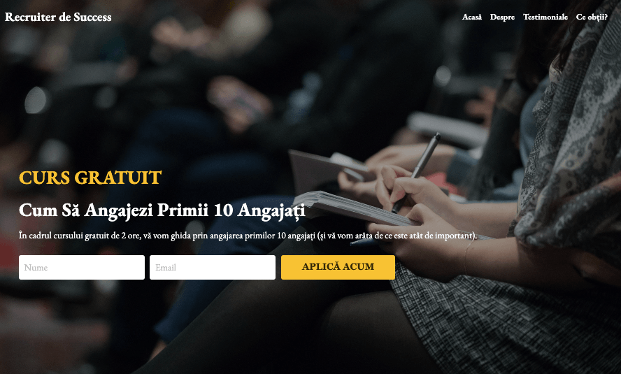 Șablon de succes pentru recrutorii de la Strikingly