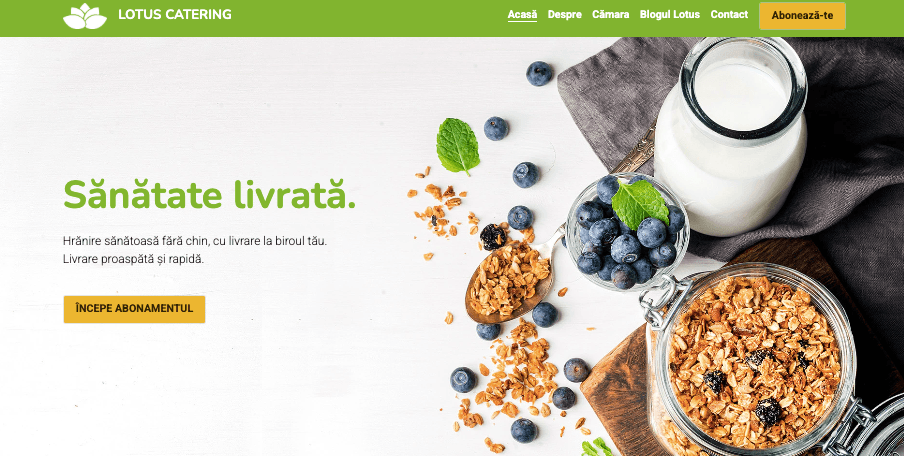 Șablonul de catering Lotus de la Strikingly