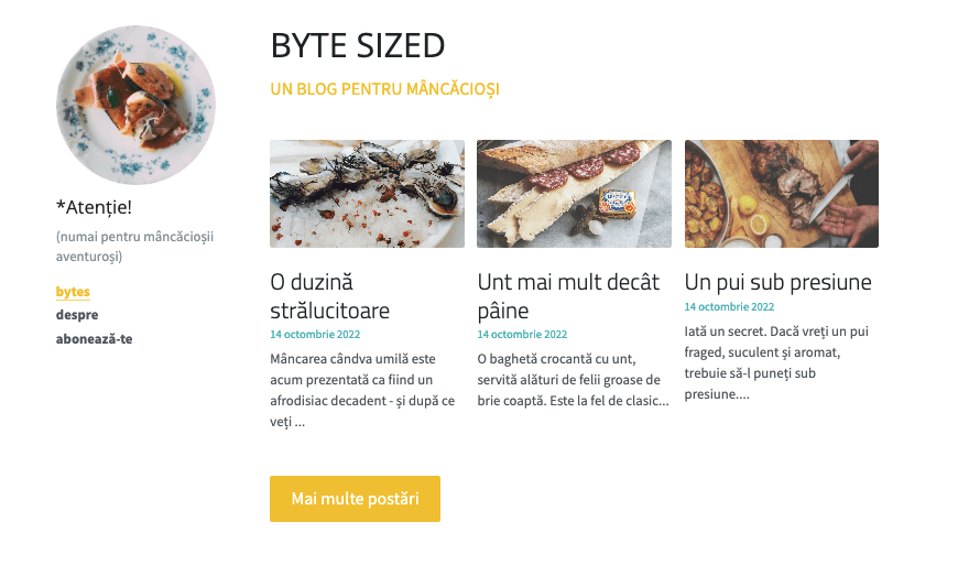 Byte Sized Blog Template de la Strikingly