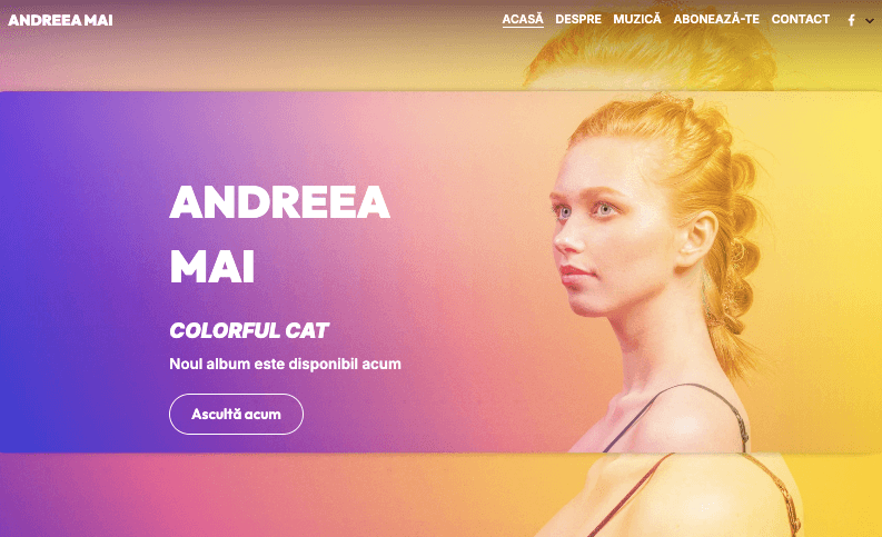 Șablonul Andrea May de la Strikingly