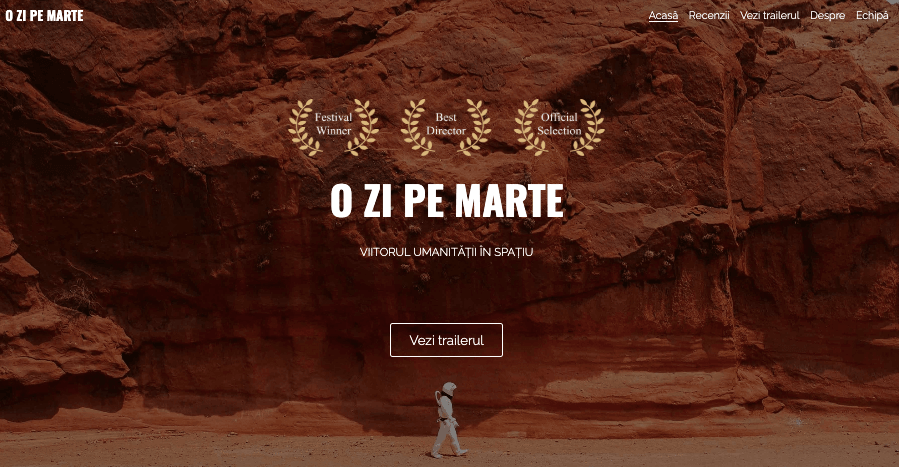 Șablon de trailer de film de la Strikingly