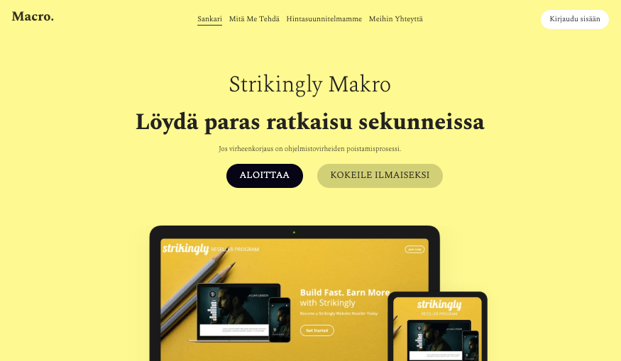 Macro Template from Strikingly