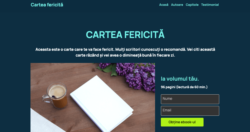 Șablon HappyBook de la Strikingly