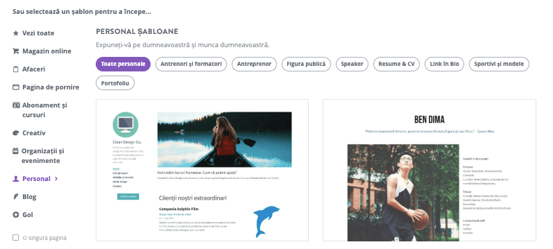 Cum poate Strikingly să ajute la dezvoltarea profesională - șabloane personalizabile