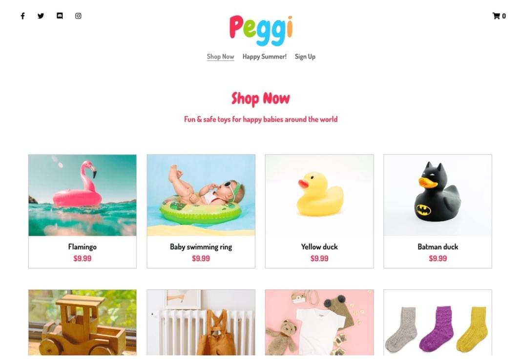 Peggi Einzelhandelsvorlage von Strikingly