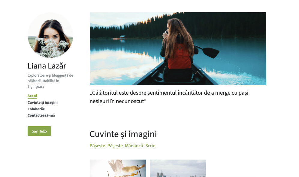 Curat Blog șablon de la Strikingly