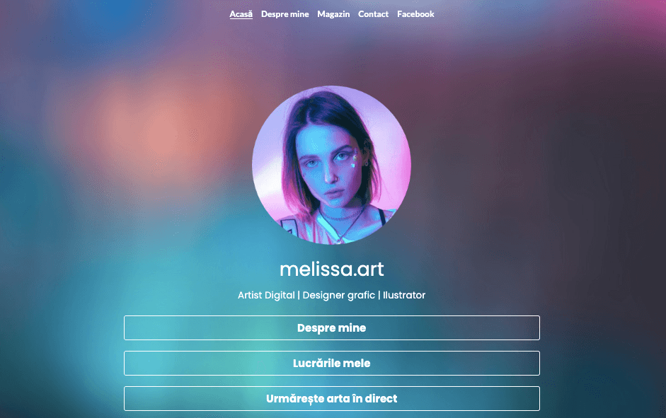 Șablon Melissa.Art de la Strikingly