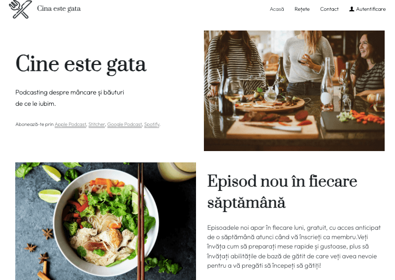 Șablon de blog culinar "Cina este gata"