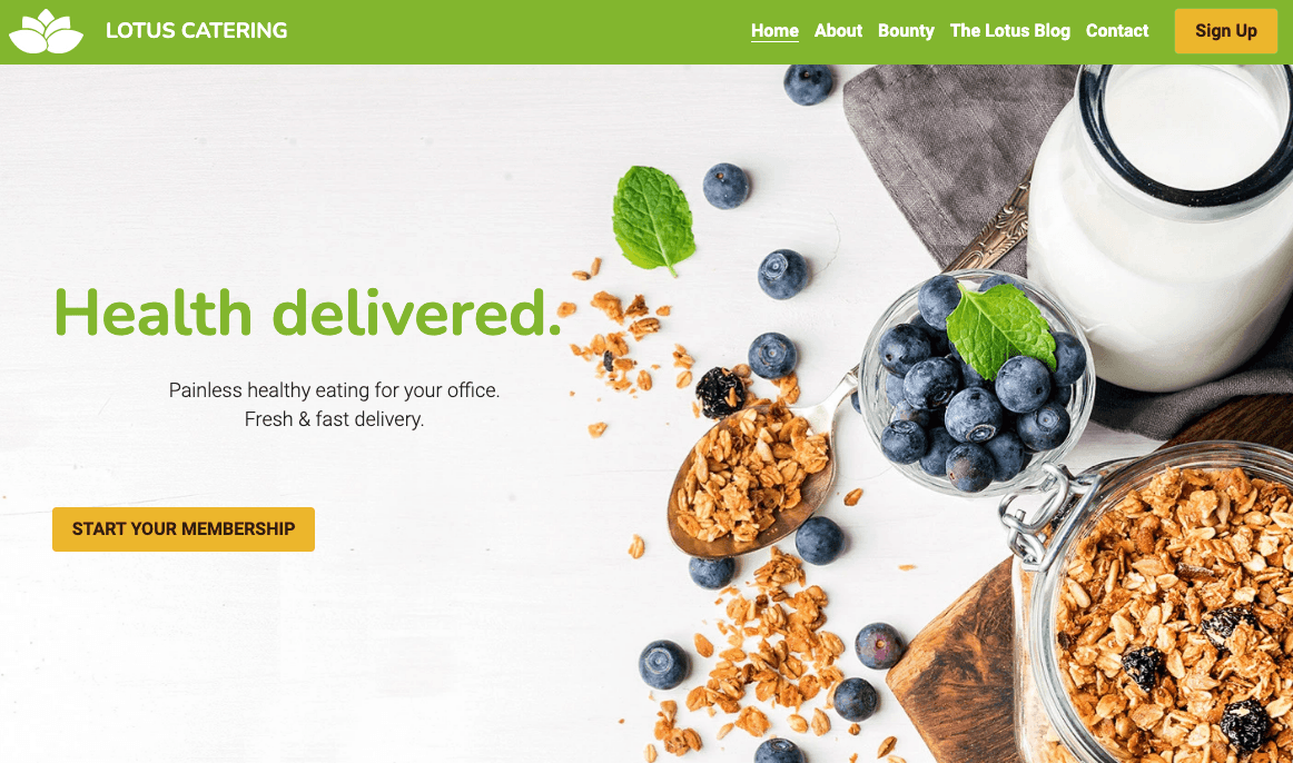 Szablon Lotus Catering od Strikingly