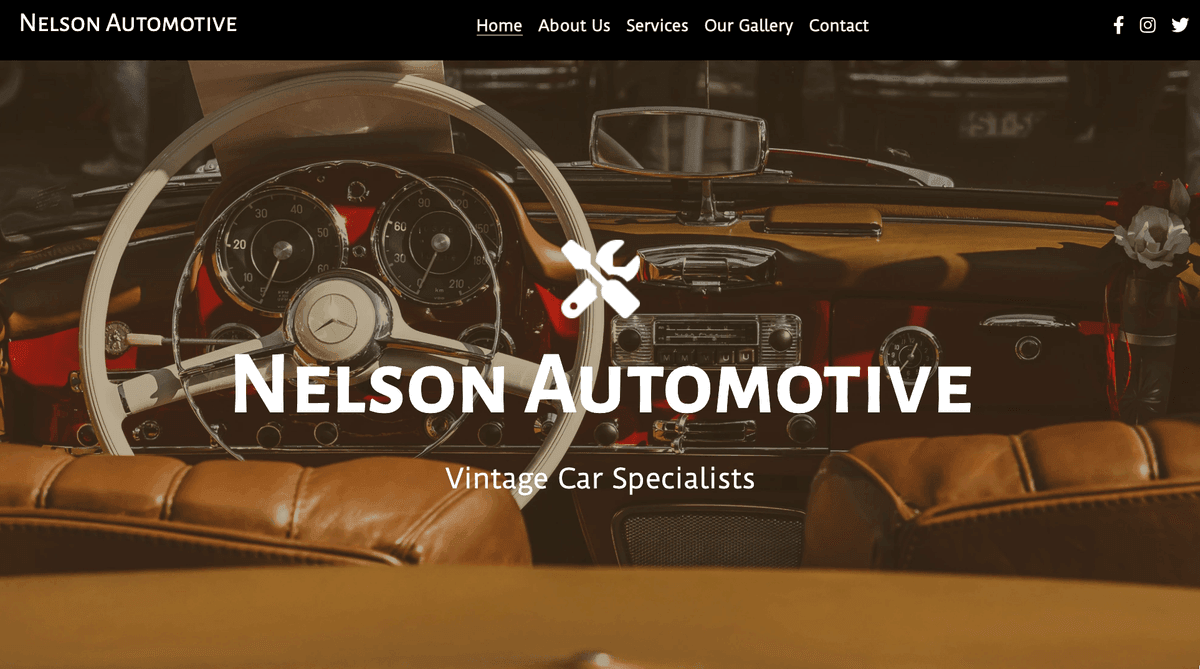 Șablon de restaurare a mașinilor vintage de la Strikingly