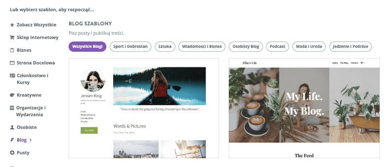Jak rozpocząć mały biznes z Strikingly - Wybierz szablon