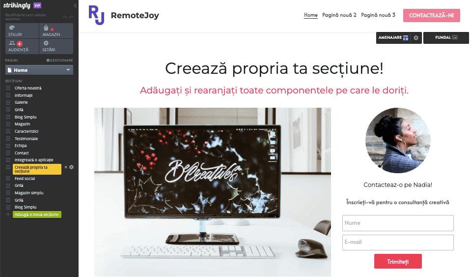 Editor drag-and-drop al Grozav