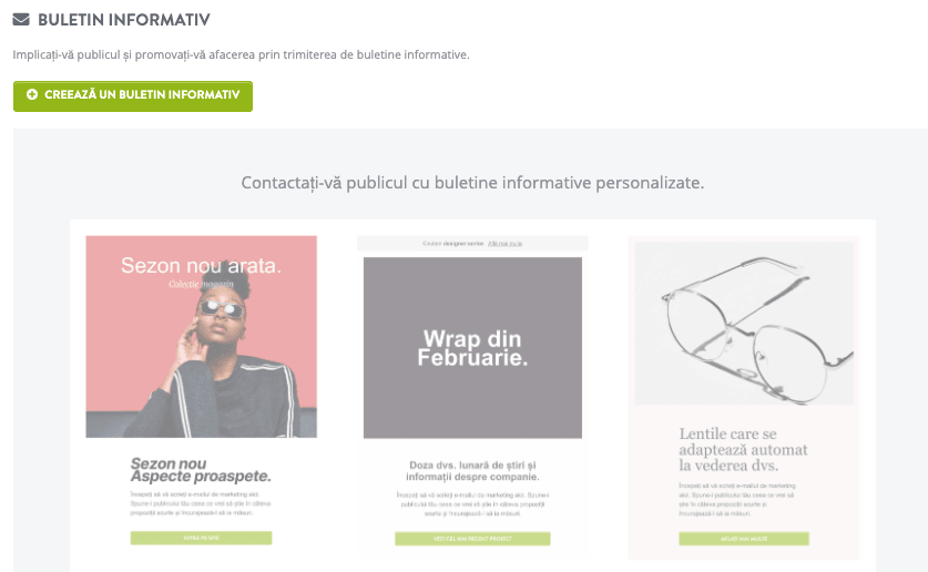 Funcția de newsletter Strikingly