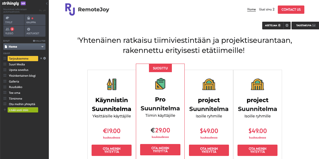 Silmiinpistävästi verkkosivustojen editori