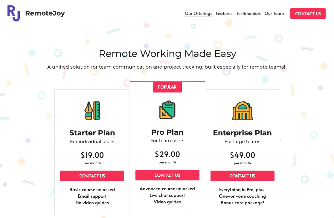 Szablon E-commerce RemoteJoy od Strikingly