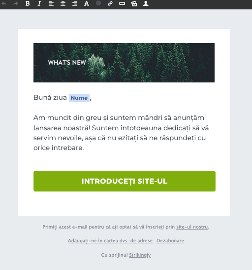 Strikingly Buletin informativ Caracteristică