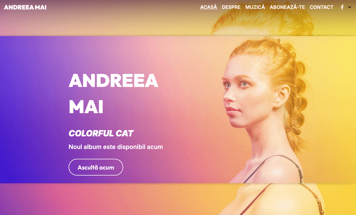 Șablon Andrea May de la Strikingly