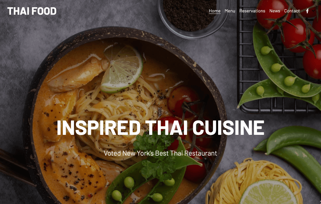 Szablon Thai Food od Strikingly