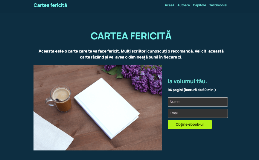 Șablon de carte fericită de la Strikingly