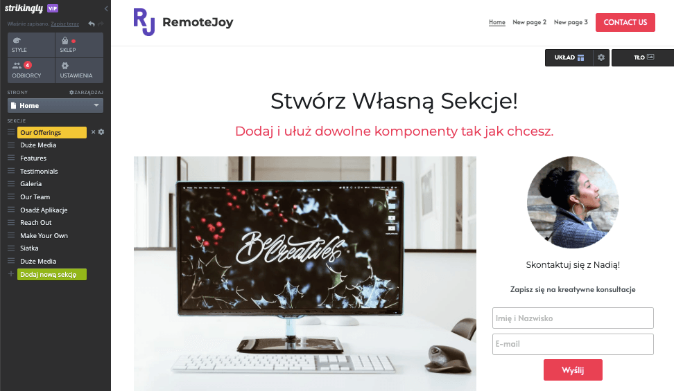 Edytor Stron Strikingly