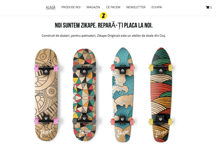 Șablon Zikape de la Strikingly