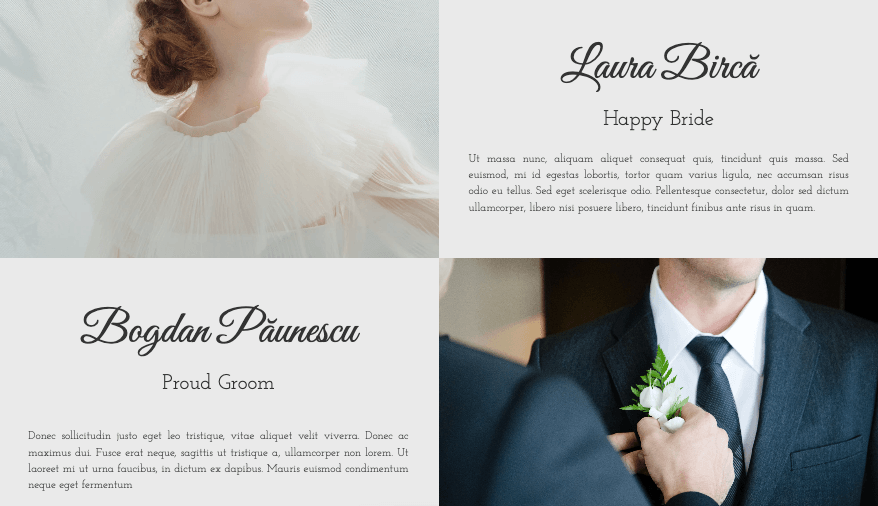 Template de nuntă Laura & Bryan de la Strikingly