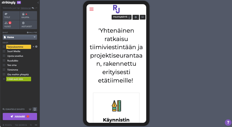 Myy tuotteita menestyksekkäästi Strikingly - mobiilioptimoinnin avulla