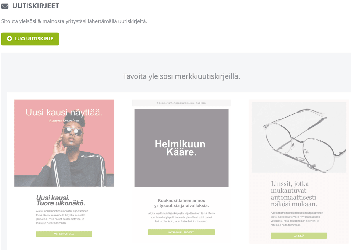 Strikingly Uutiskirje Ominaisuus