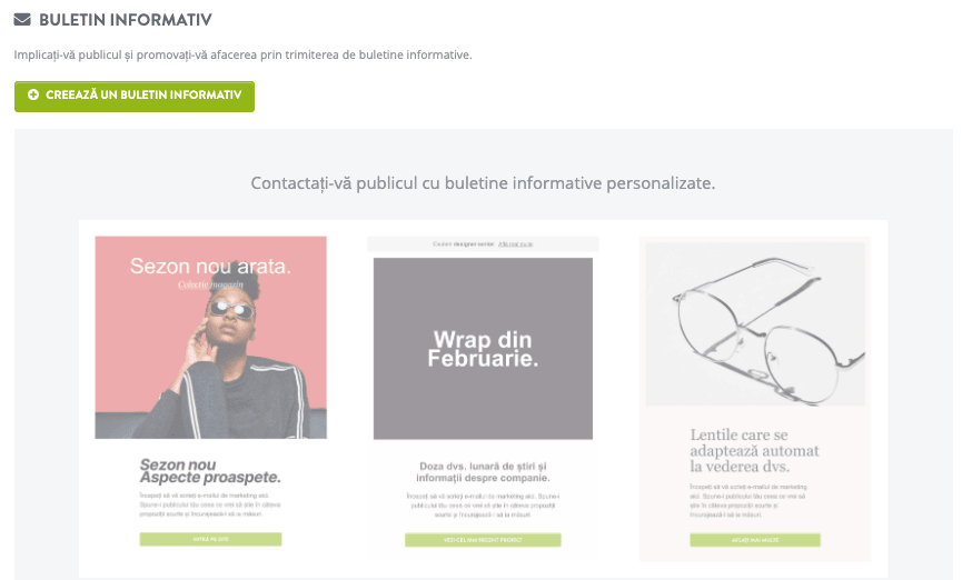 Buletin informativ Strikingly
