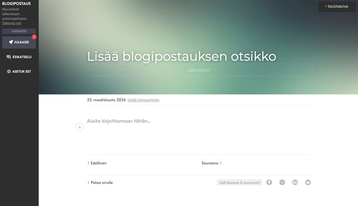 Strikingly Blog Editor