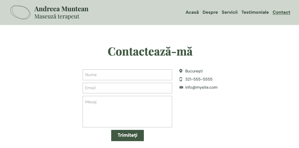 Șablon pentru terapeuți de masaj de la Strikingly