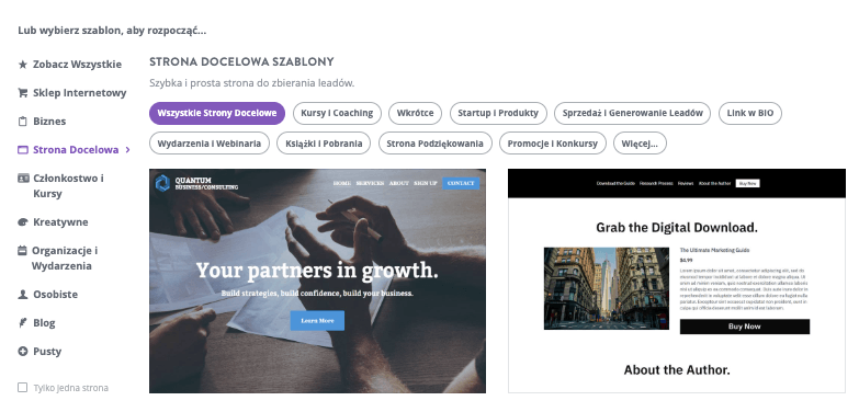 Co to jest projektowanie stron internetowych na Strikingly - Wybierz szablon