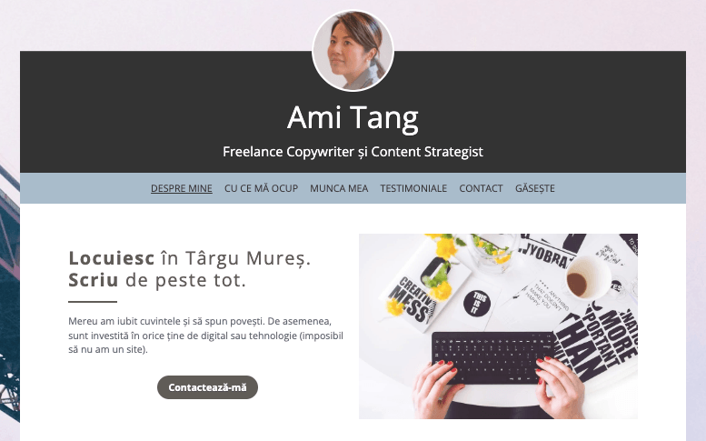 Șablon de profil de la Strikingly