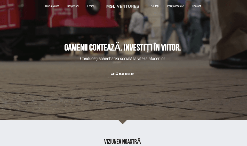 Șablonul MSL Ventures de la Strikingly