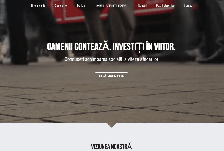 Șablonul MSL Ventures de la Strikingly