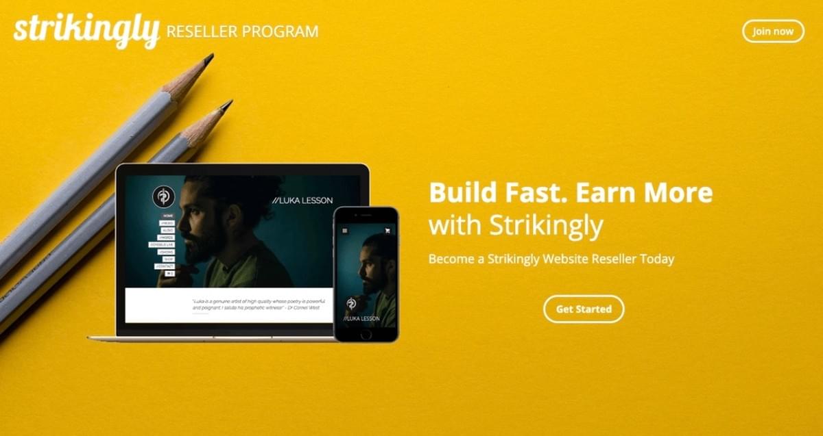 Strikingly Reseller-Programm Landing-Page