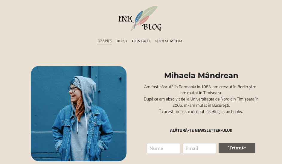 Cerneală Blog Șablon de la Strikingly