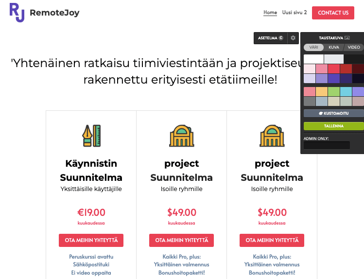 Strikingly Kaupan Editor