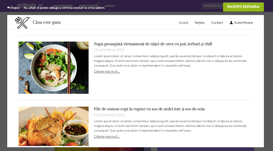 Cum să începi un blog culinar cu Strikingly - Personalizează-ți site-ul