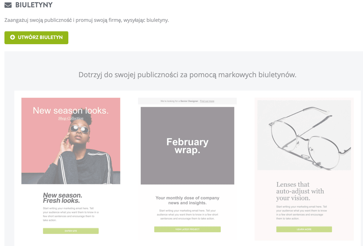 Strikingly Biuletyn Funkcja