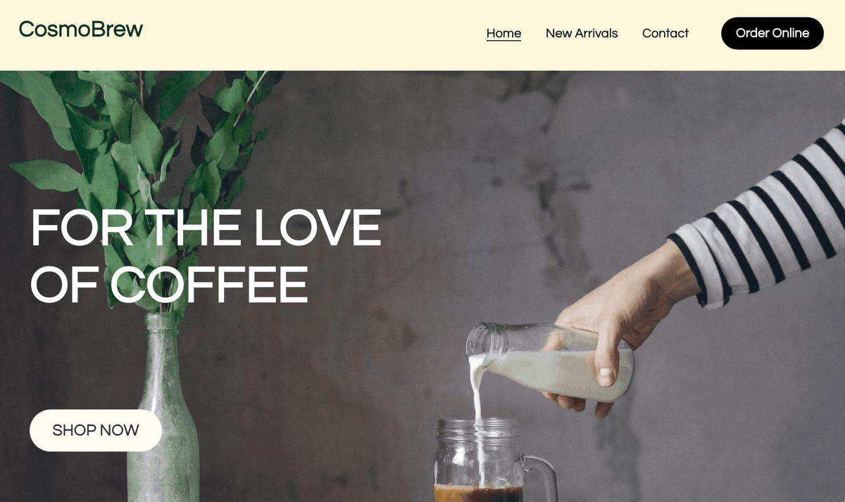 Șablonul CosmoBrew de la Strikingly