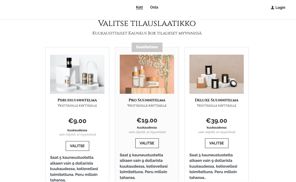 MysteryBox Verkkokauppa Malli Strikinglyltä